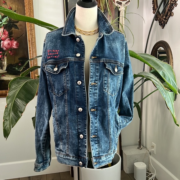 ZARA “Broken Hearts” Denim Jacket - Picture 3 of 6